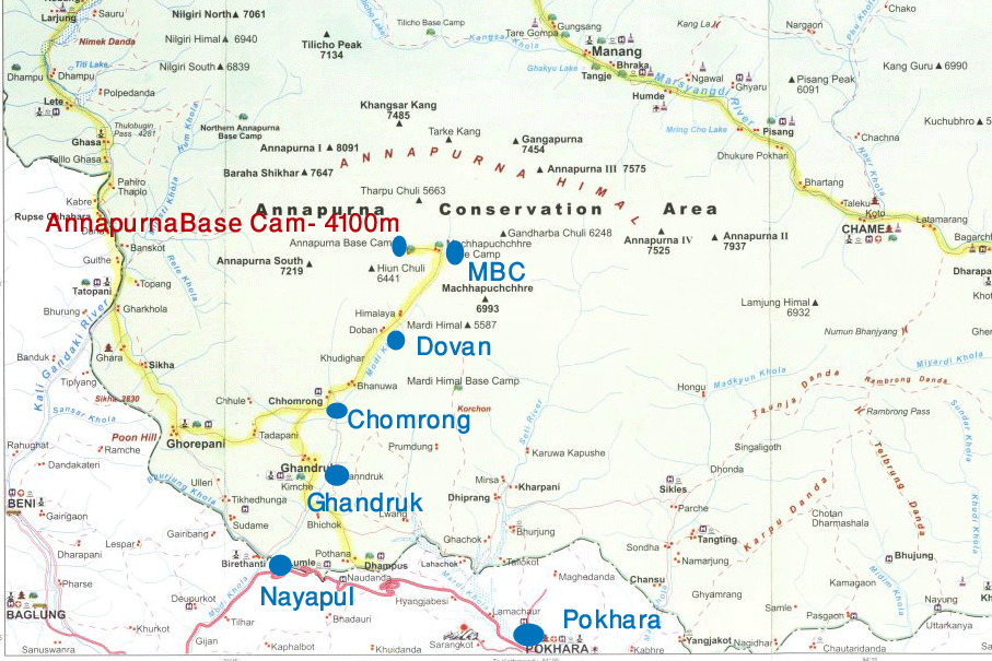 Annapurna Base Camp Trek Map